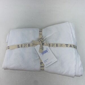 Linen Tales White Lightweight Linen ROUND Tablecloth, 180cm / 71" in. Handmade